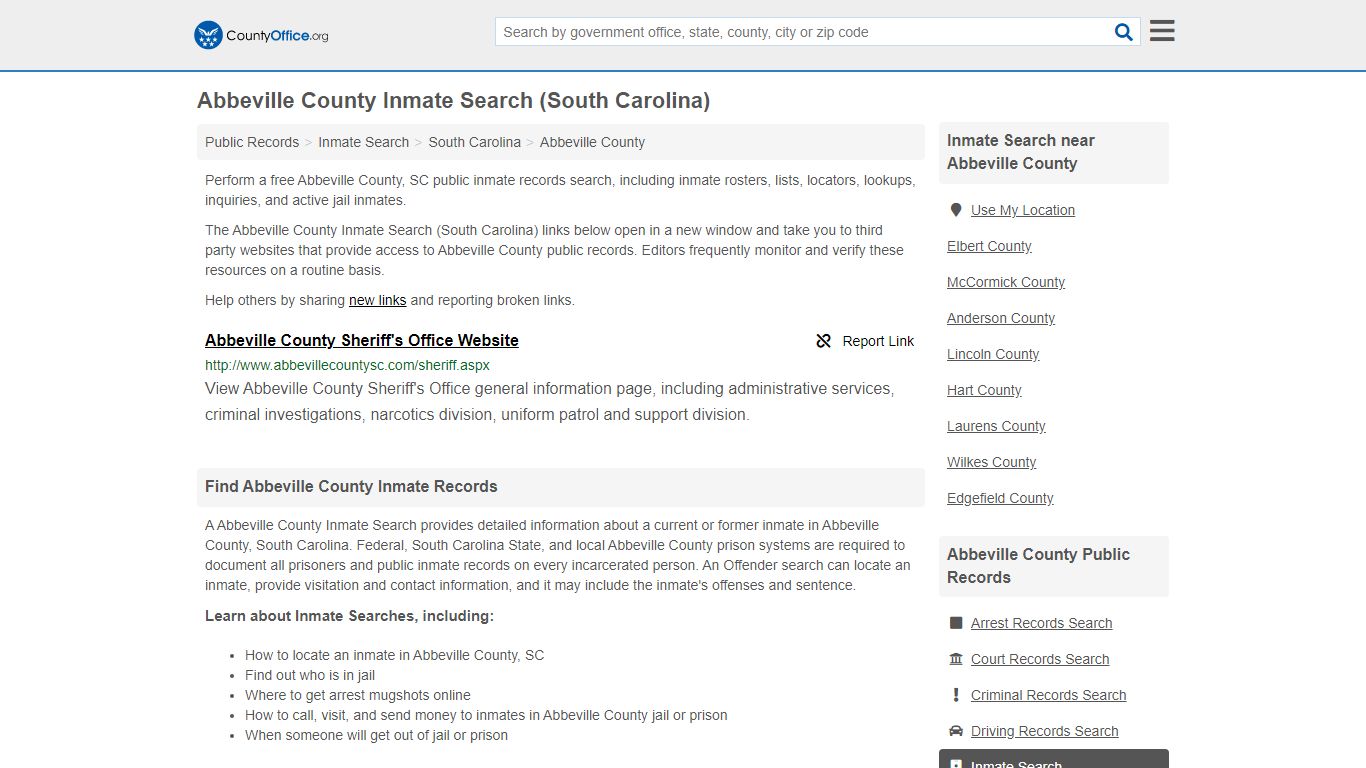 Inmate Search - Abbeville County, SC (Inmate Rosters ...